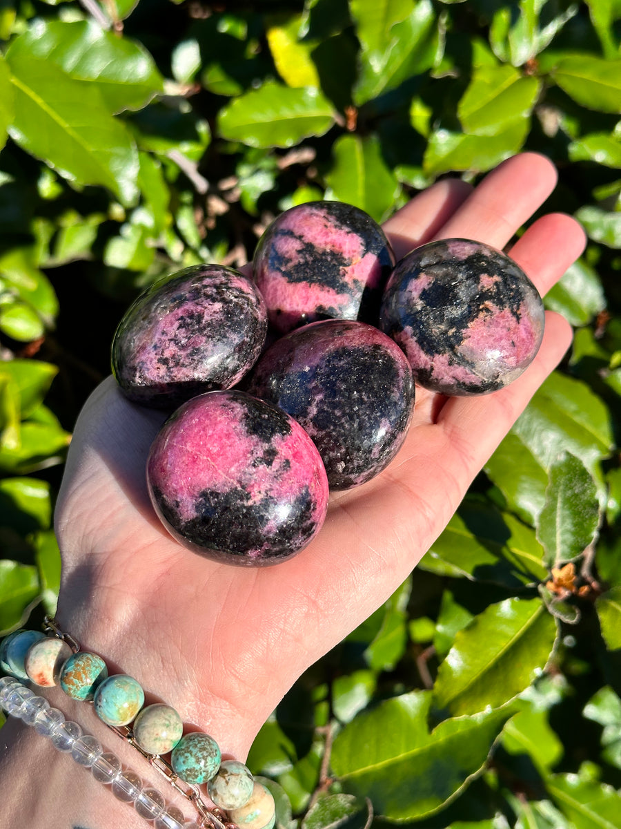 Rhodonite Egg Palm Stone