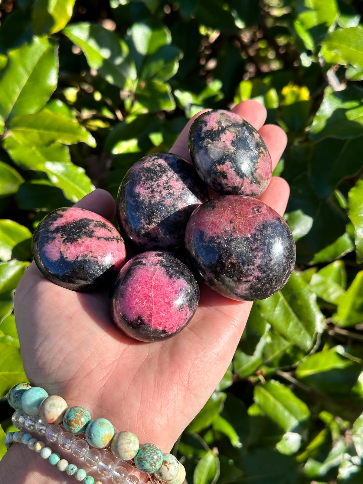RHODONITE EGG PALM STONE