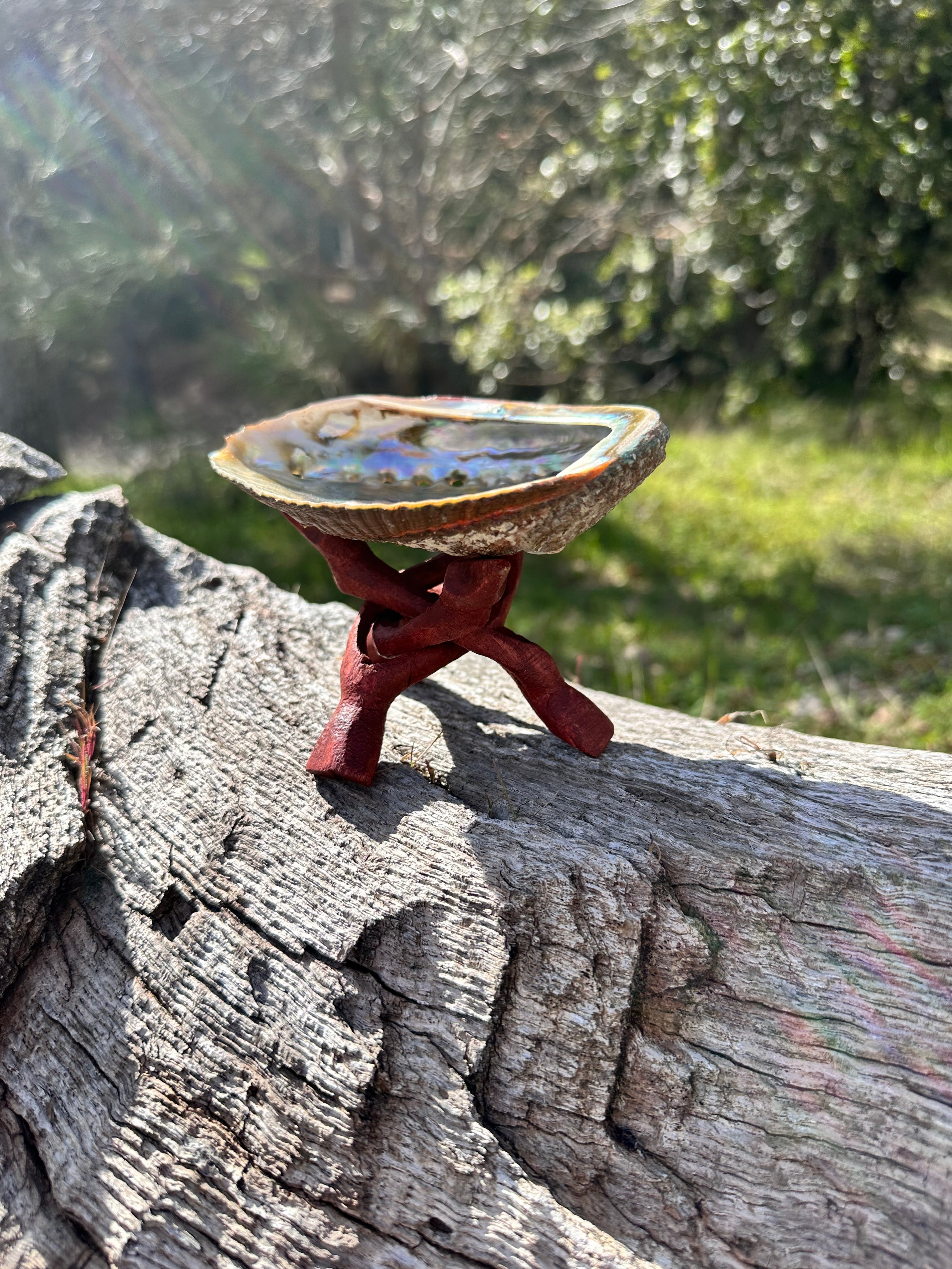 Wooden Tripod Stand for Abalone Shells, Crystals, and Spheres