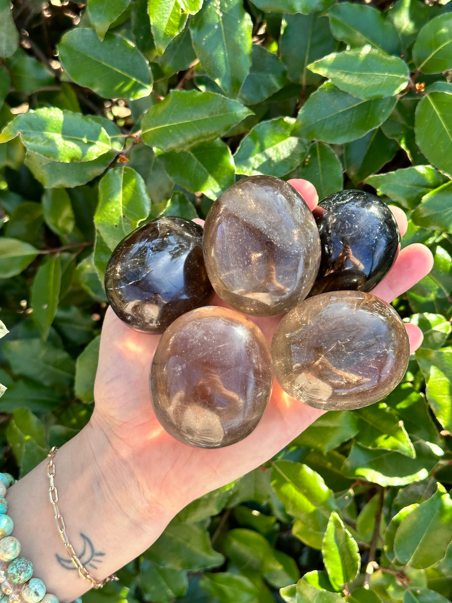 Smoky Quartz Egg Palm Stone