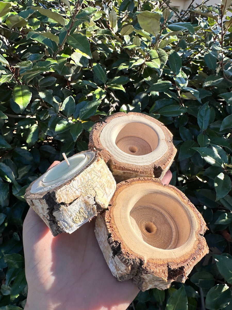 WHITE BIRCH TEA LIGHT CANDLE HOLDER