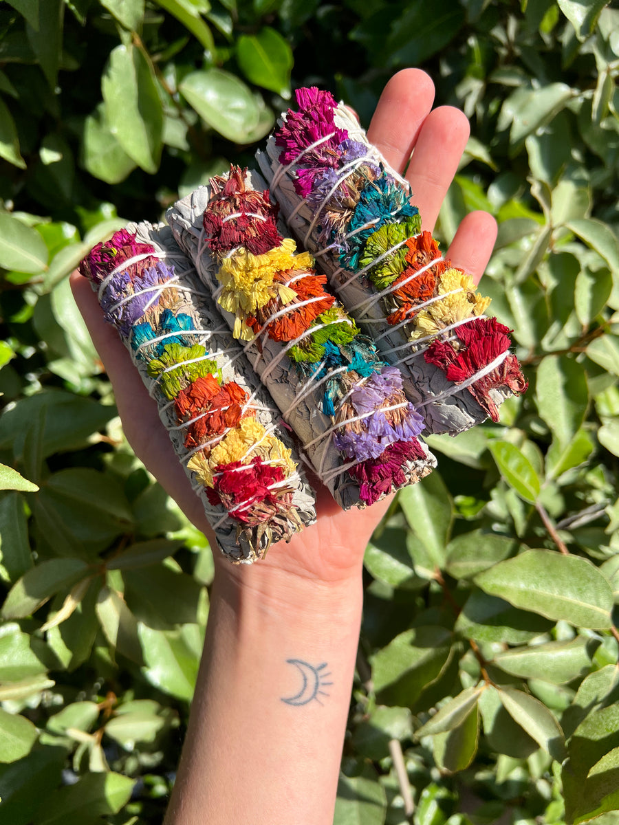 ORGANIC 7 Chakra White Sage with SINUATA Flowers