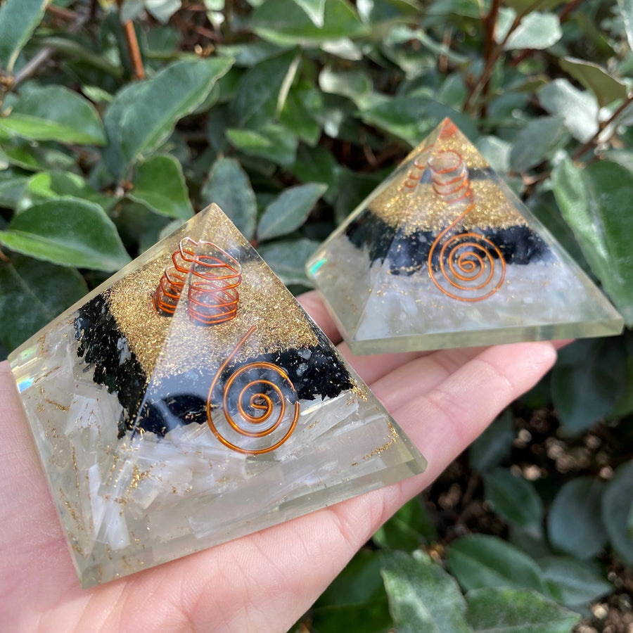 Selenite & Black Tourmaline Orgonite