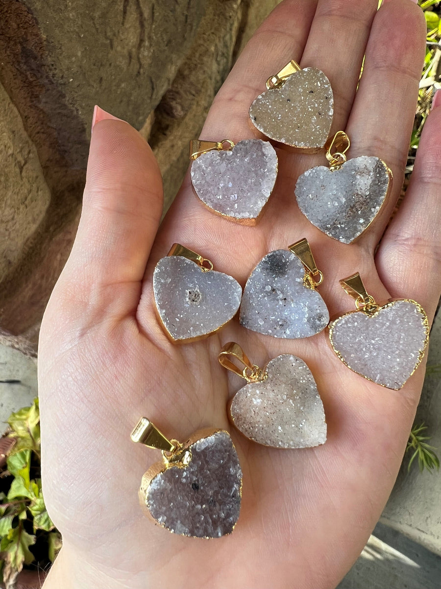 Druzy Agate Heart Pendant