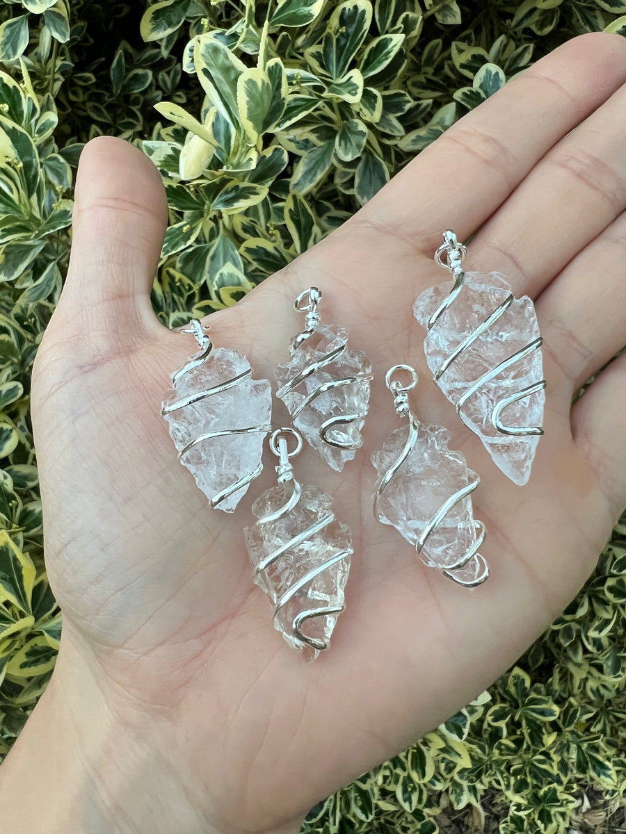 Clear Quartz Arrowhead Wrapped Pendant