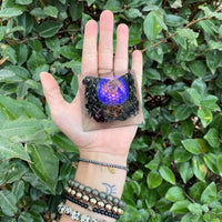 BLACK TOURMALINE FLOWER OF LIFE ORGONITE