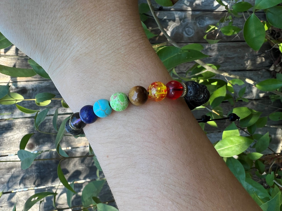 Chakra Lava Stone Adjustable Bracelet