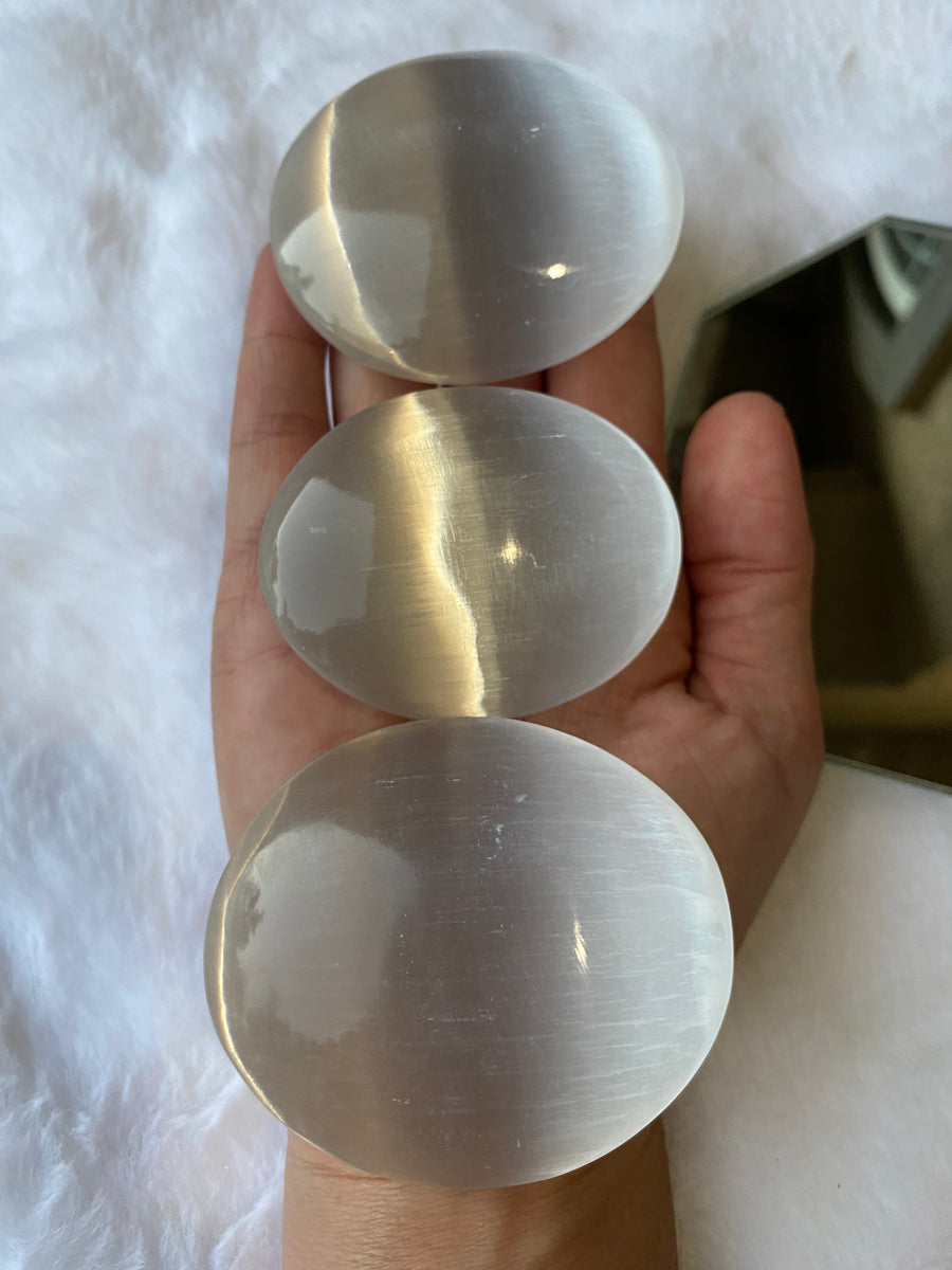 Selenite Palm Stone