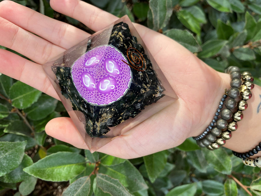 Black Tourmaline OM Orgonite Pyramid