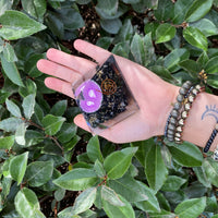 BLACK TOURMALINE OM SIGN ORGONITE PYRAMID