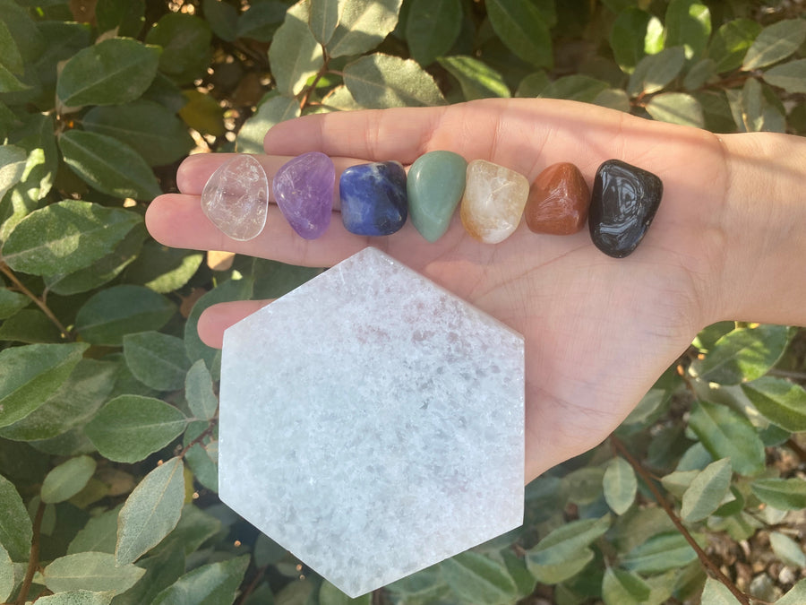 Selenite Hexagon Charging Plate 4"