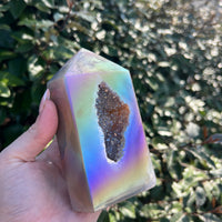 TITANIUM RAINBOW AURA AGATE DRUZY TOWER