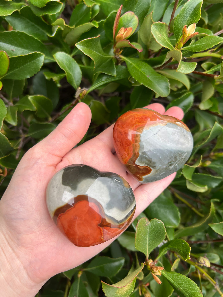 Polychrome Jasper Heart Shaped Palm Stone